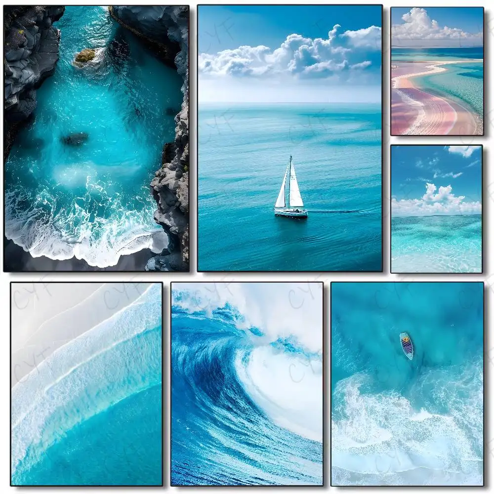 Resin Art Aesthetic - Pôster de ondas do oceano, arte