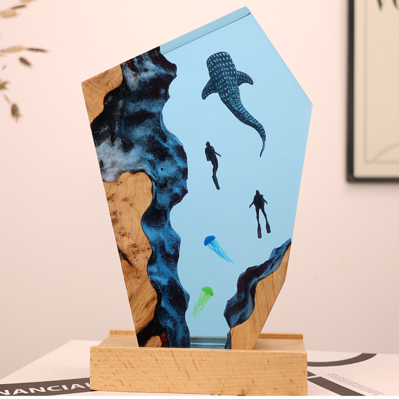 Resin Art Anniversary Gift - Ornamento Luminoso de Resina com Búfalo