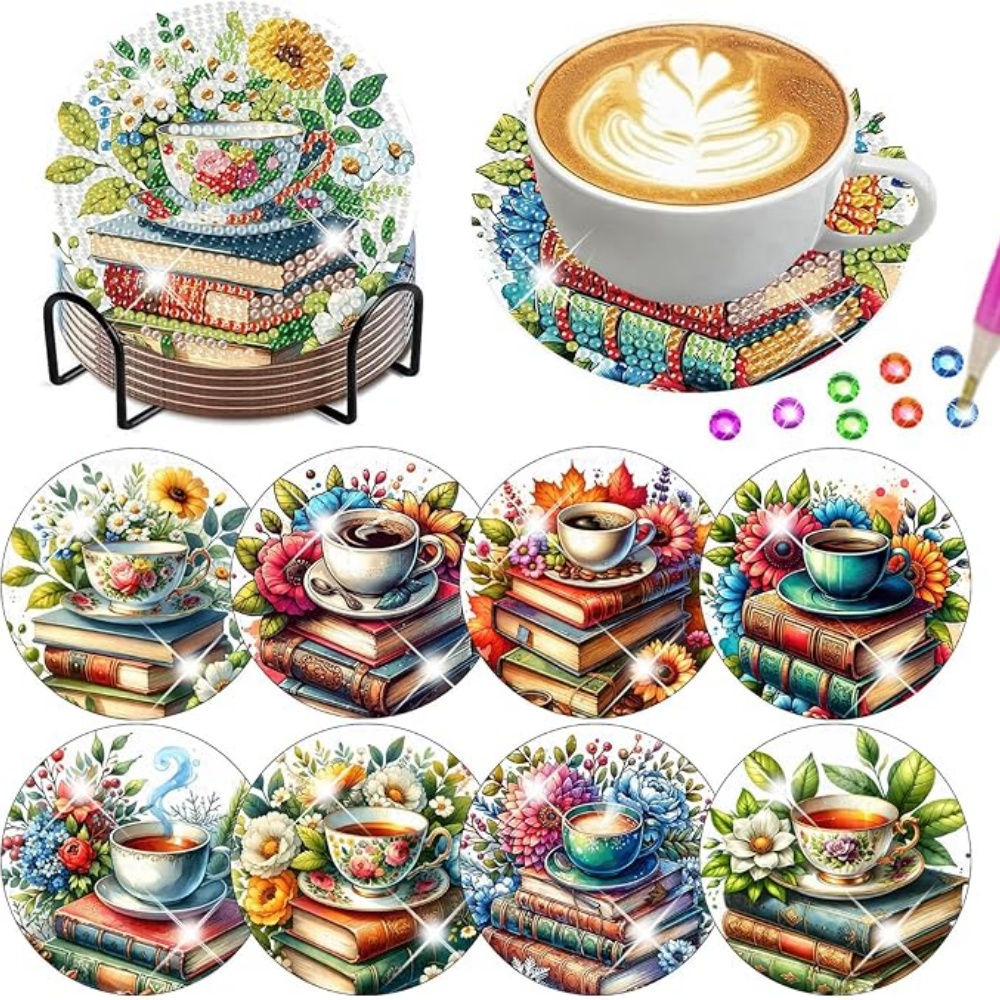 Resin Art Stand - 8 Peças/Kit DIY de Porta-Copos de