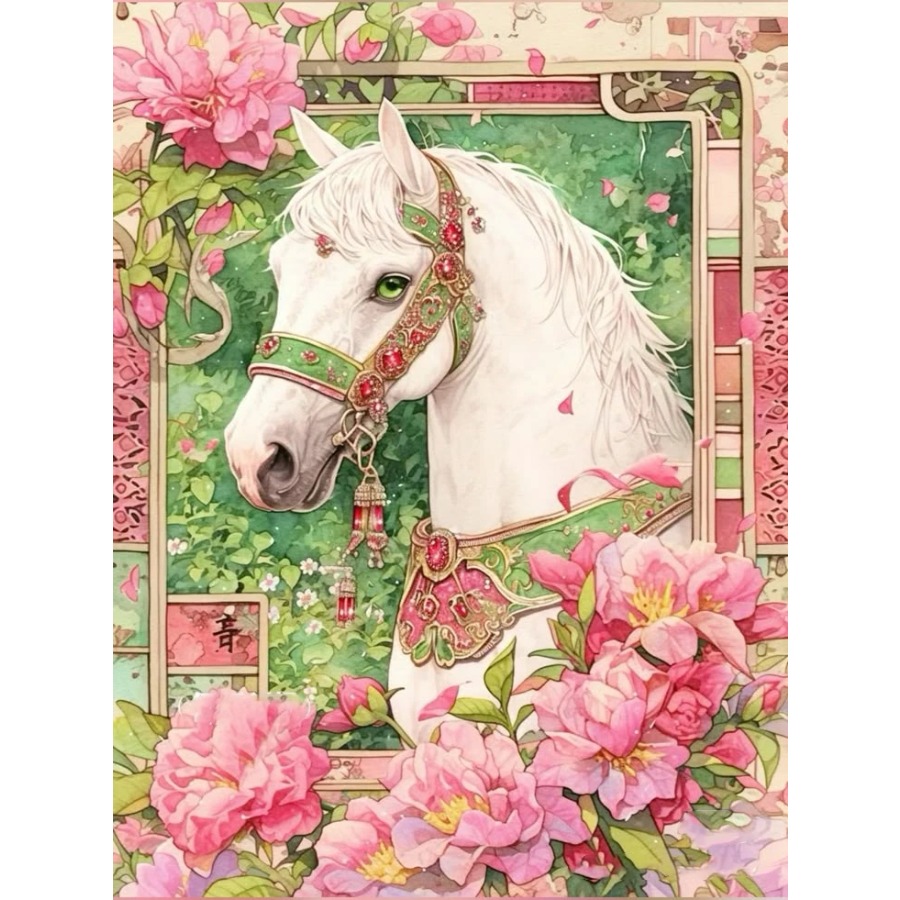 Resin Art Work - Pintura em Diamante Cavalo Branco com