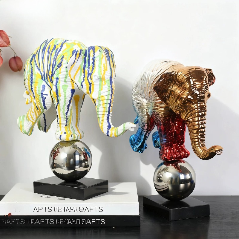 Resin Art Anniversary Gift - Estátua de Elefante Colorido em Resina,