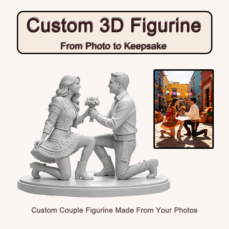 Resin Art Anniversary Gift - Estatueta de casal personalizada, impressa em