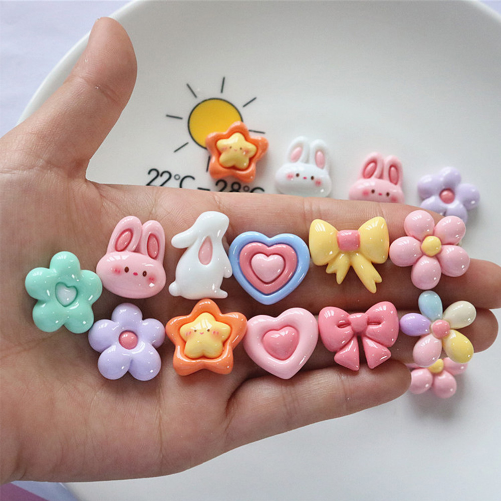 Resin Art Phone Case - 10 pçs brilhante flor coelho resina