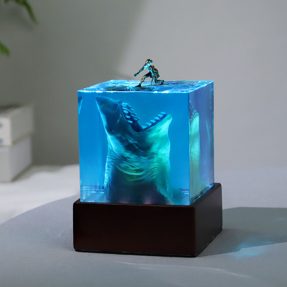 Grande tubarão branco tema noi - Resin Art Cube avaliação e preço