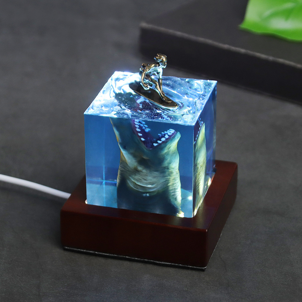 Grande tubarão branco tema noi - Resin Art Cube avaliação e preço