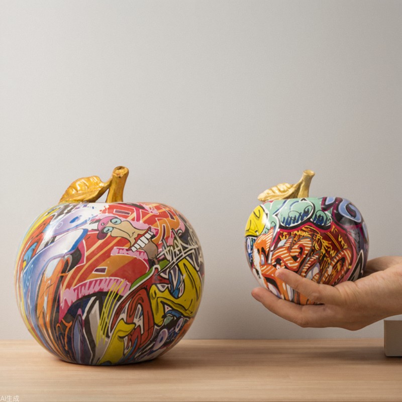 Estético graffiti maçã escultu - Resin Art Aesthetic avaliação e preço