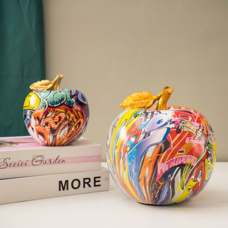Estético graffiti maçã escultu - Resin Art Aesthetic avaliação e preço